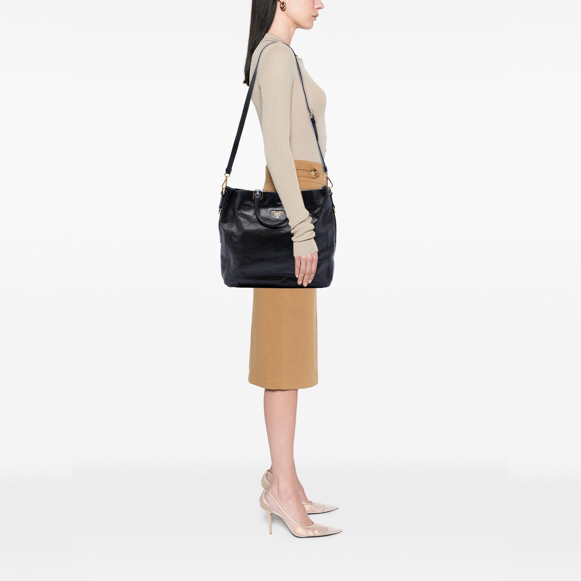 Prada Glace Calf Open Convertible Tote
