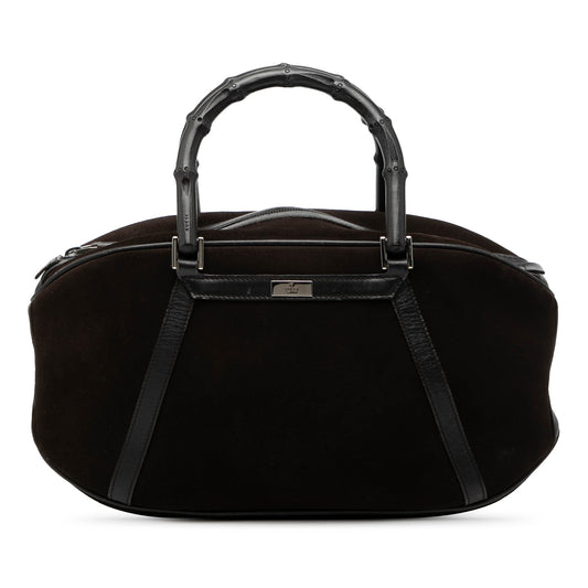 Gucci Suede Bamboo Handbag