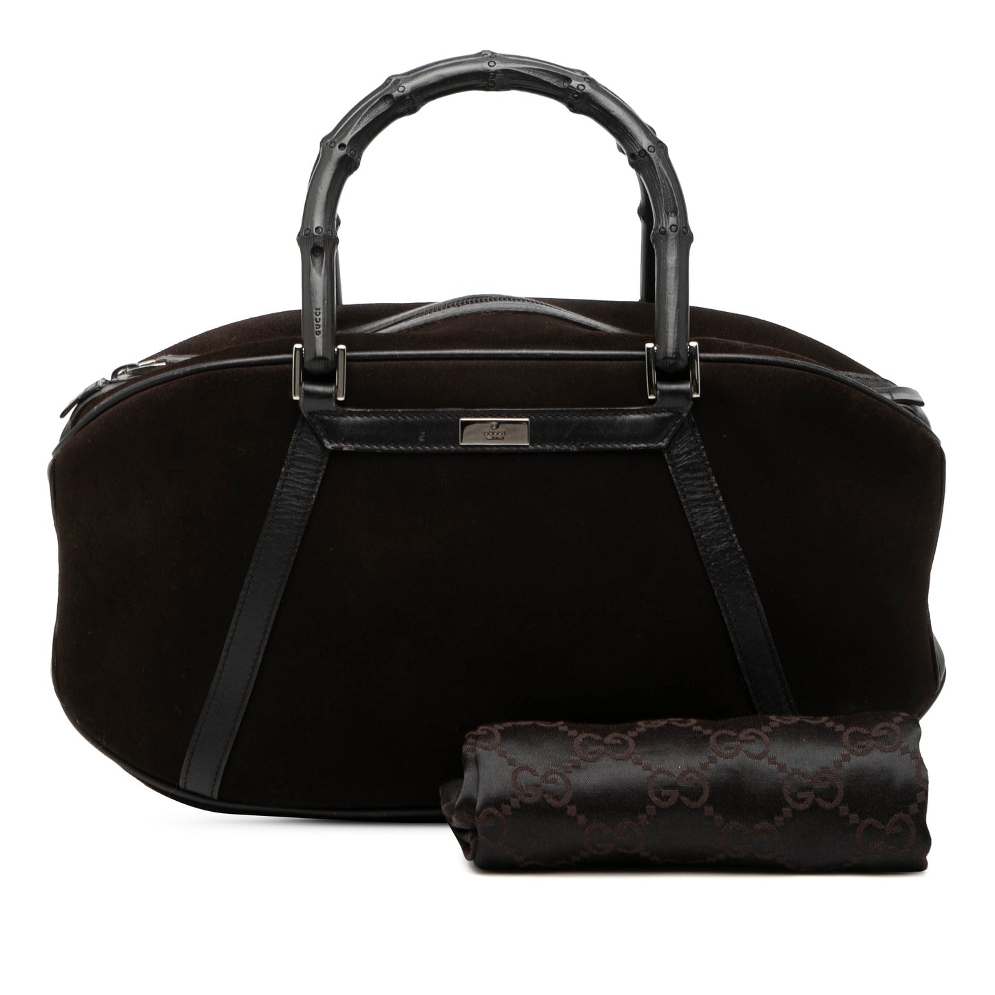 Gucci Suede Bamboo Handbag