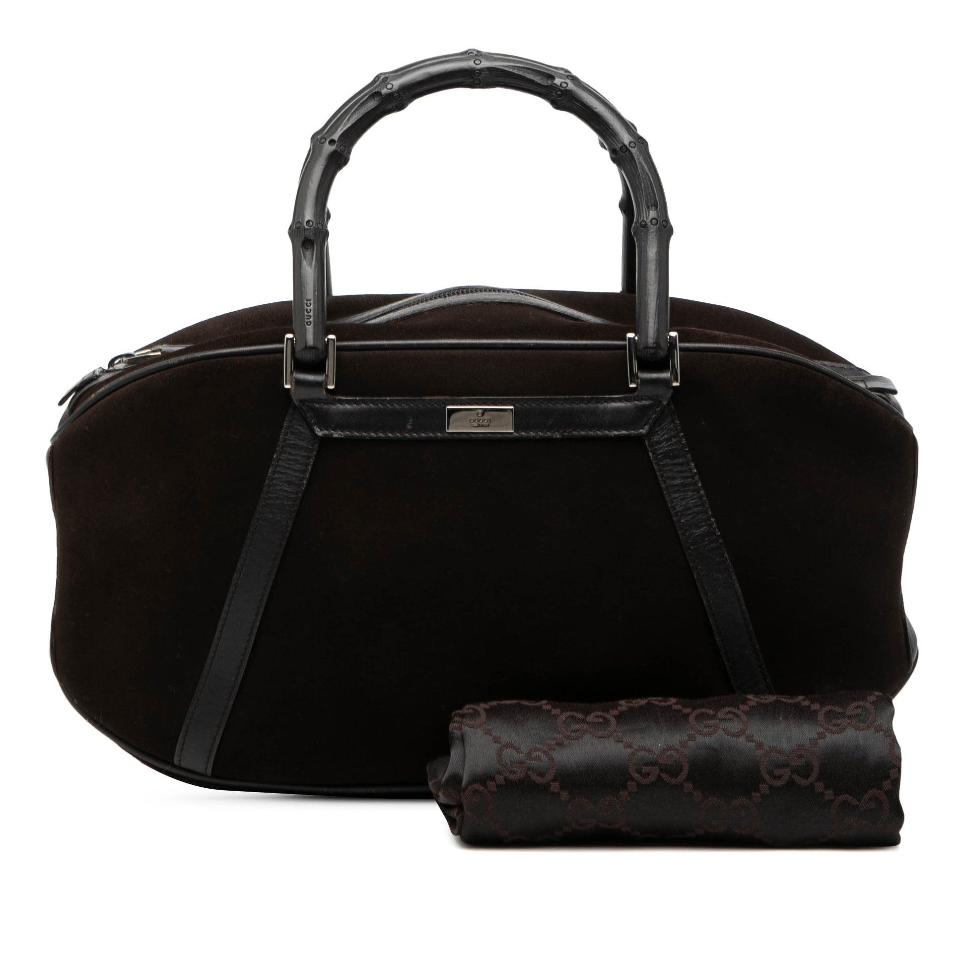 Gucci Suede Bamboo Handbag