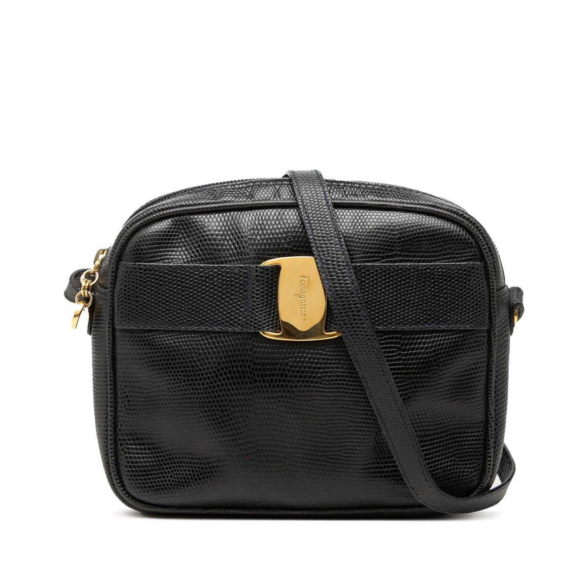 Ferragamo Lizard Embossed Leather Vara Crossbody