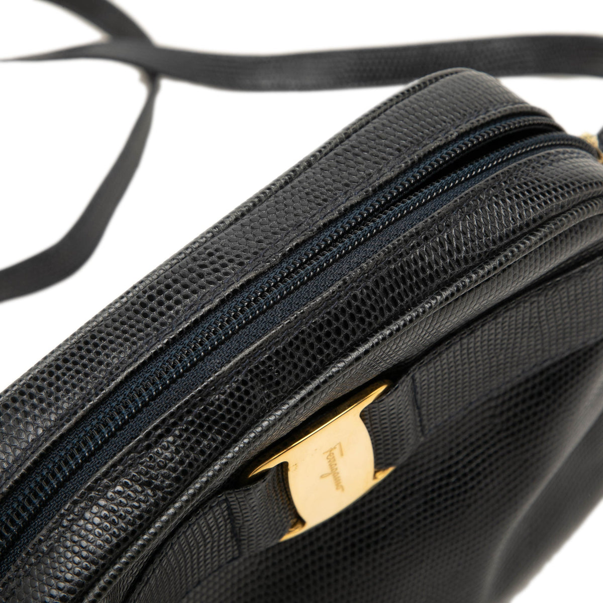 Ferragamo Lizard Embossed Leather Vara Crossbody