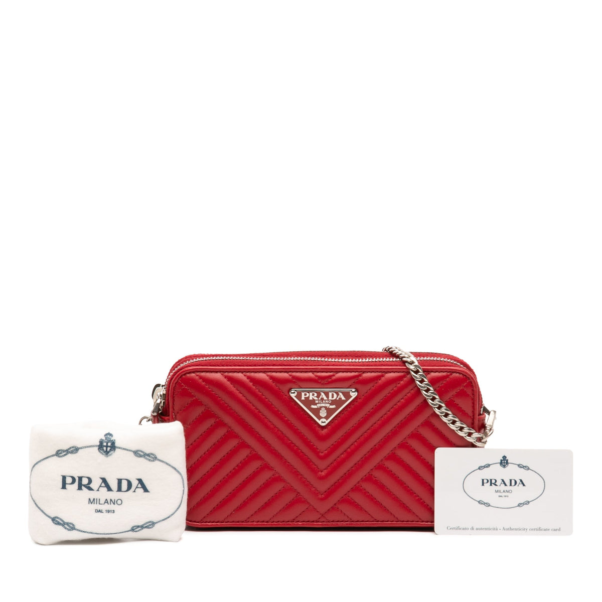 Prada Mini Soft Calf Impunture Diagramme Double Zip Bag