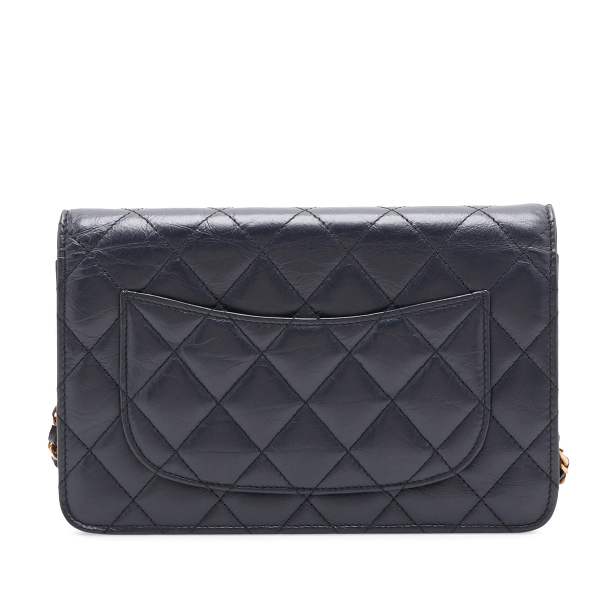 Chanel Quilted Shiny Aged Calfskin Reissue 2.55 Wallet on Chain — Blue