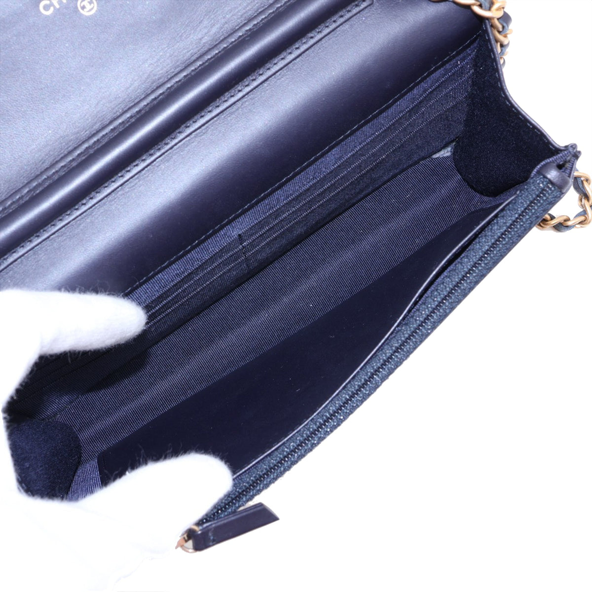 Chanel Quilted Shiny Aged Calfskin Reissue 2.55 Wallet on Chain — Blue