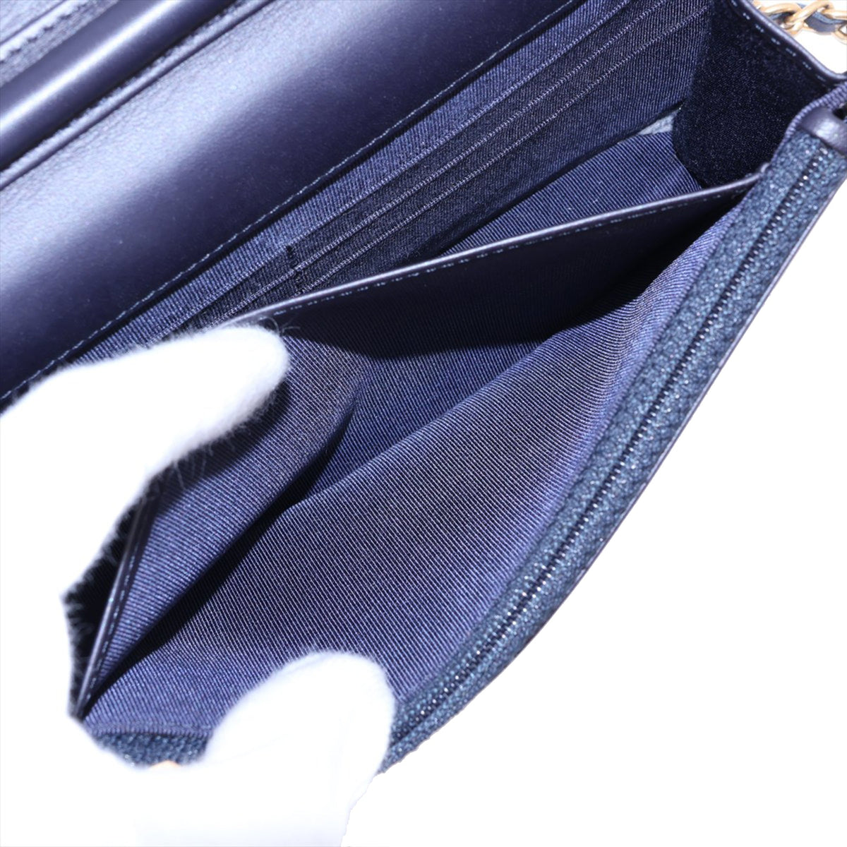 Chanel Quilted Shiny Aged Calfskin Reissue 2.55 Wallet on Chain — Blue