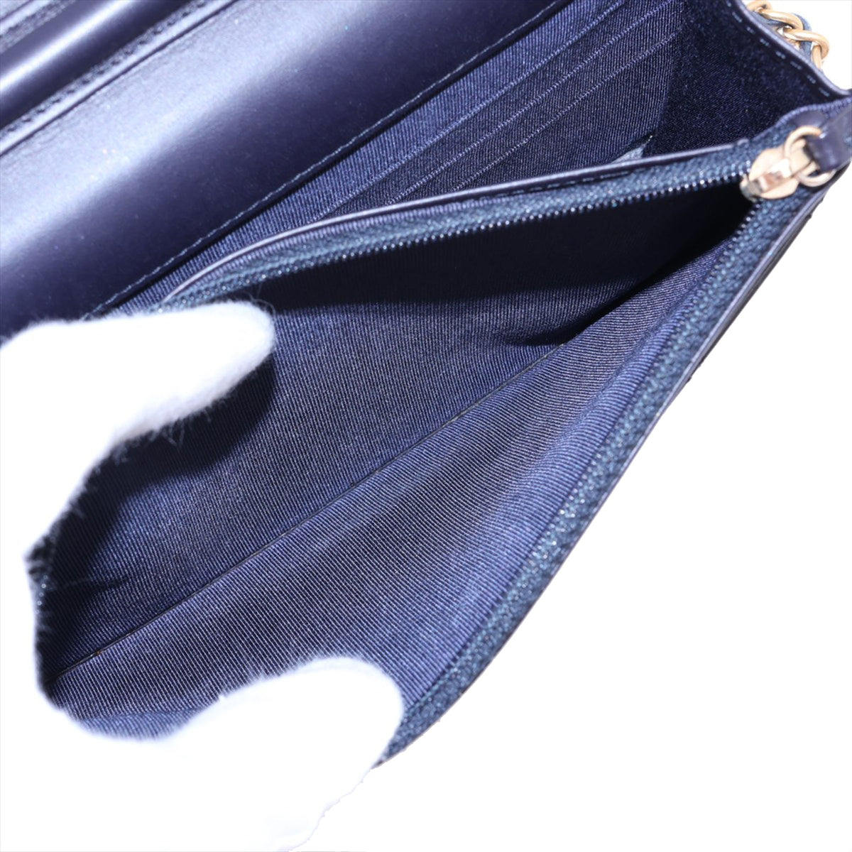 Chanel Quilted Shiny Aged Calfskin Reissue 2.55 Wallet on Chain — Blue