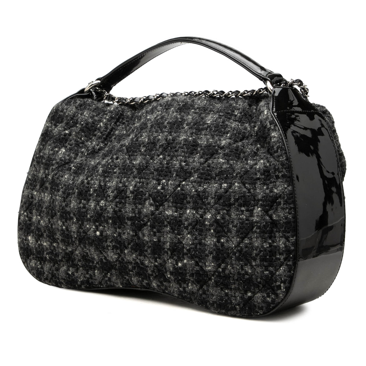 Chanel CC Tweed Top Handle Flap — Black