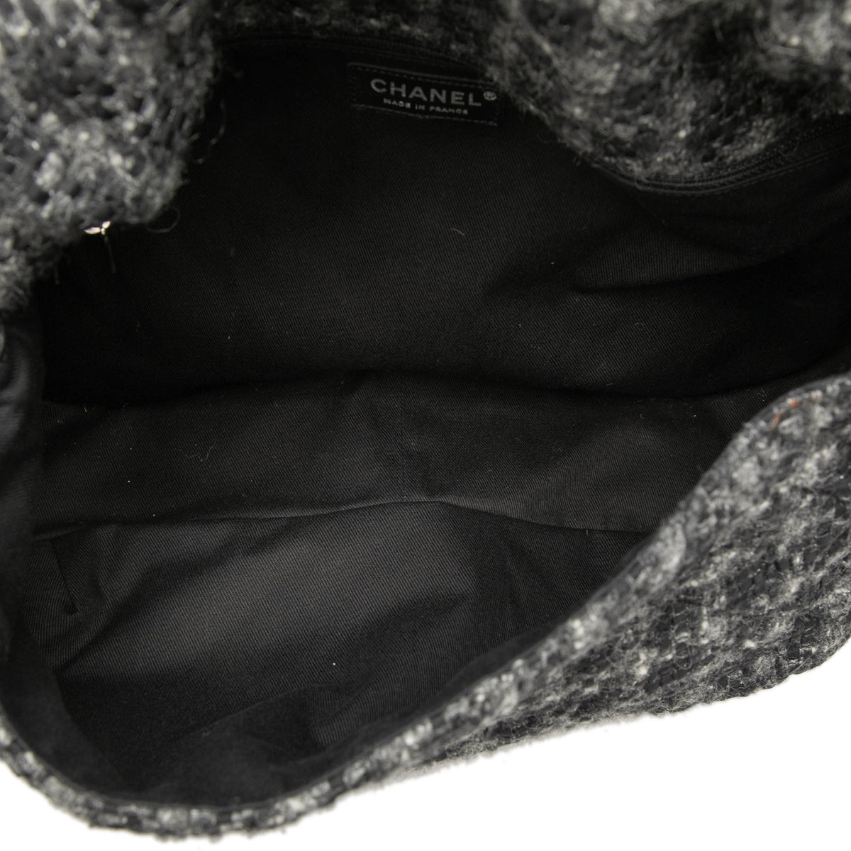 Chanel CC Tweed Top Handle Flap — Black