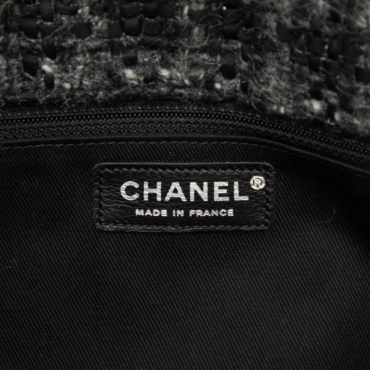 Chanel CC Tweed Top Handle Flap — Black