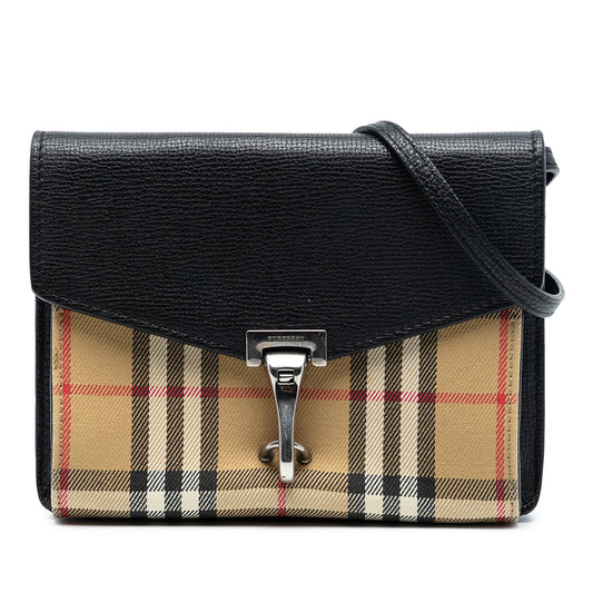 Burberry Small Leather and House Check Canvas Derby Macken Crossbody