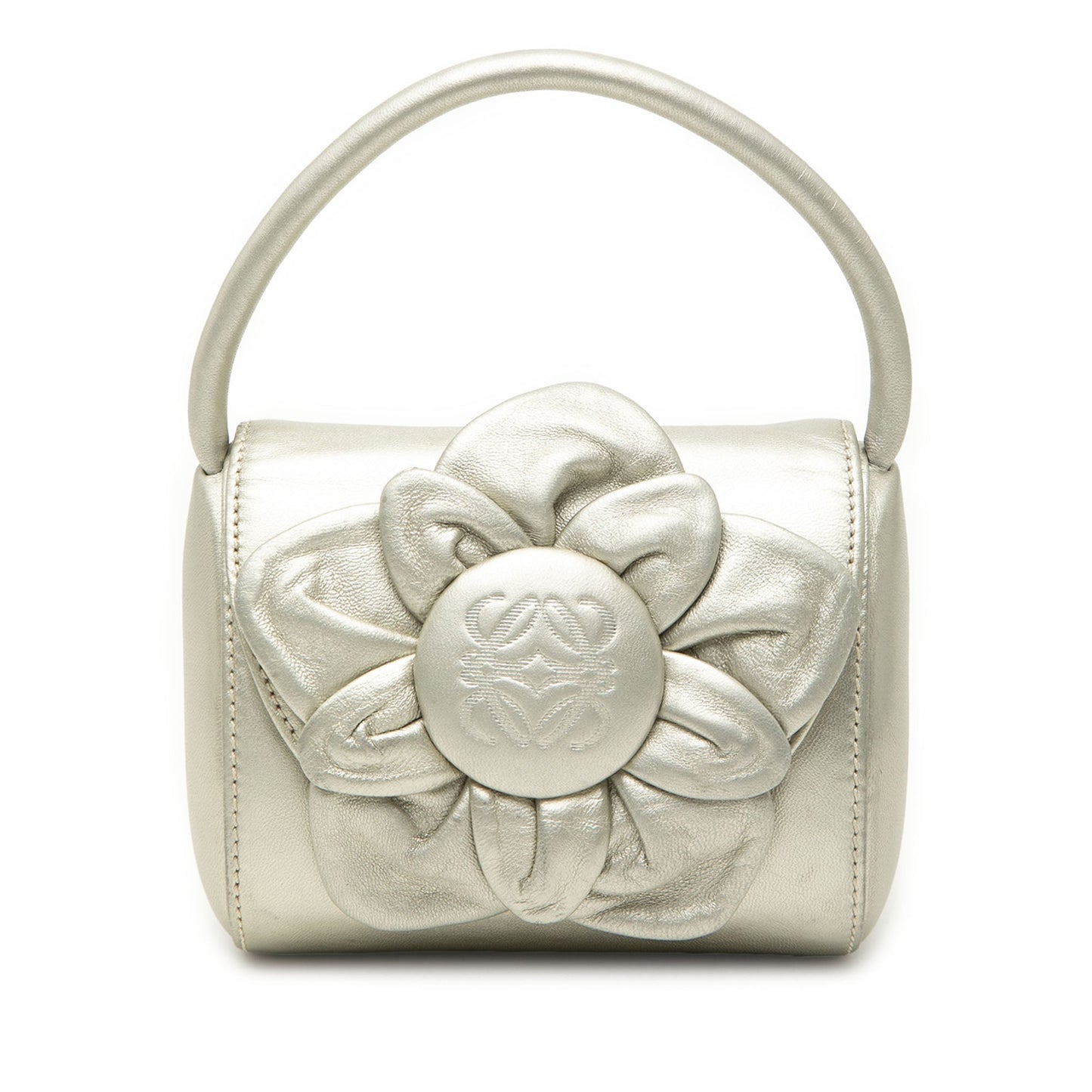LOEWE Metallic Leather Anagram Flower Handbag