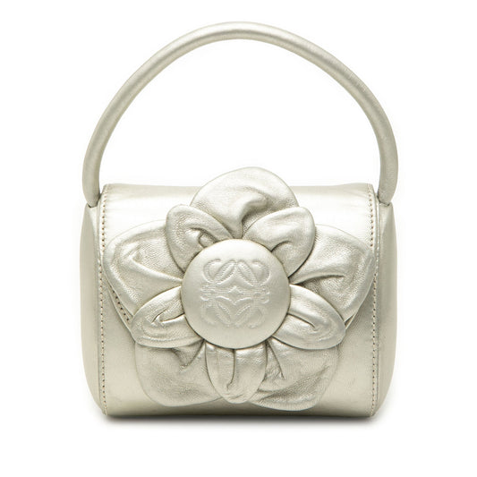 LOEWE Metallic Leather Anagram Flower Handbag