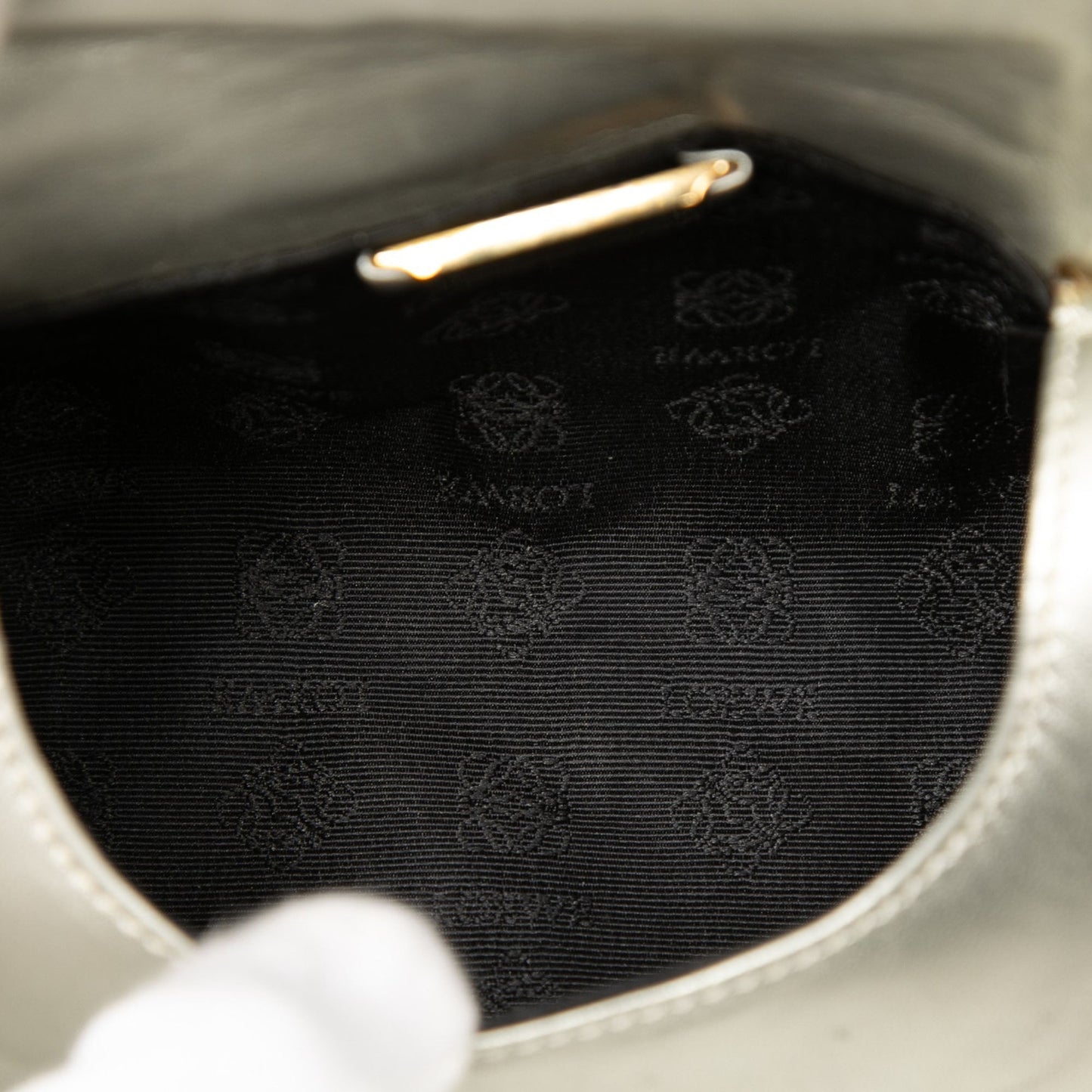 LOEWE Metallic Leather Anagram Flower Handbag