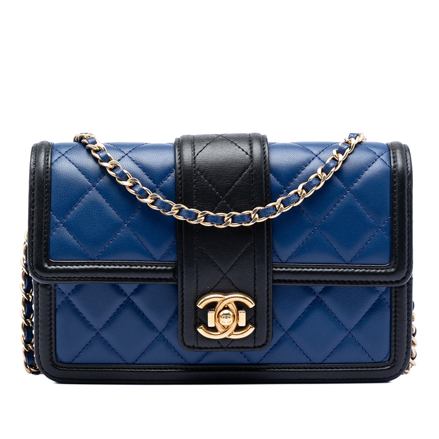 Chanel Bicolor Quilted Lambskin Elegant CC Flap Wallet on Chain