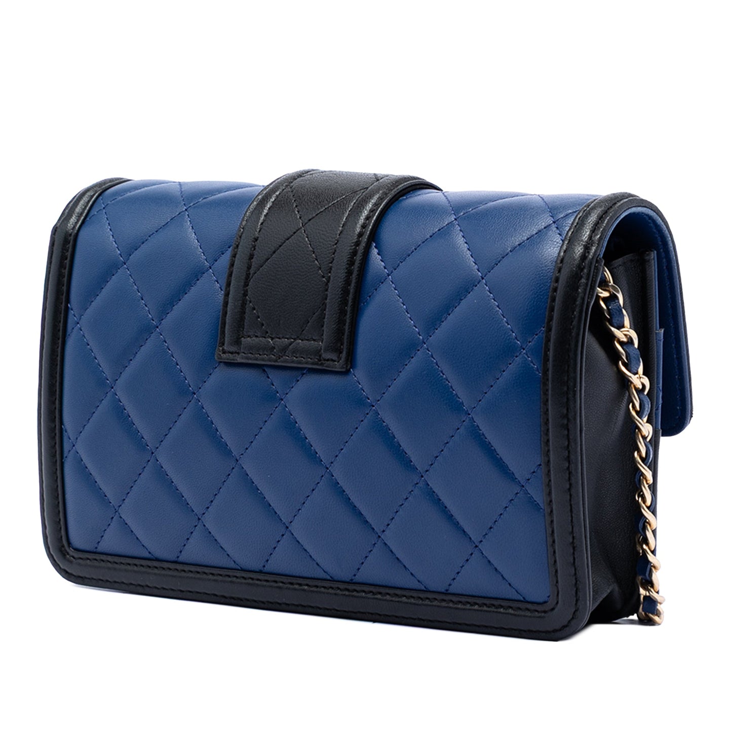 Chanel Bicolor Quilted Lambskin Elegant CC Flap Wallet on Chain