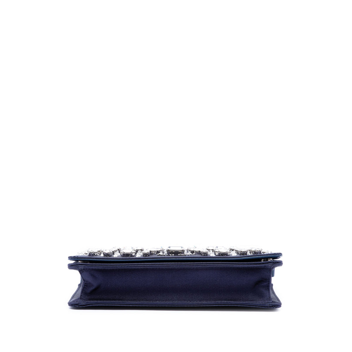 Miu Miu Crystal Embellished Satin Flap Crossbody — Blue
