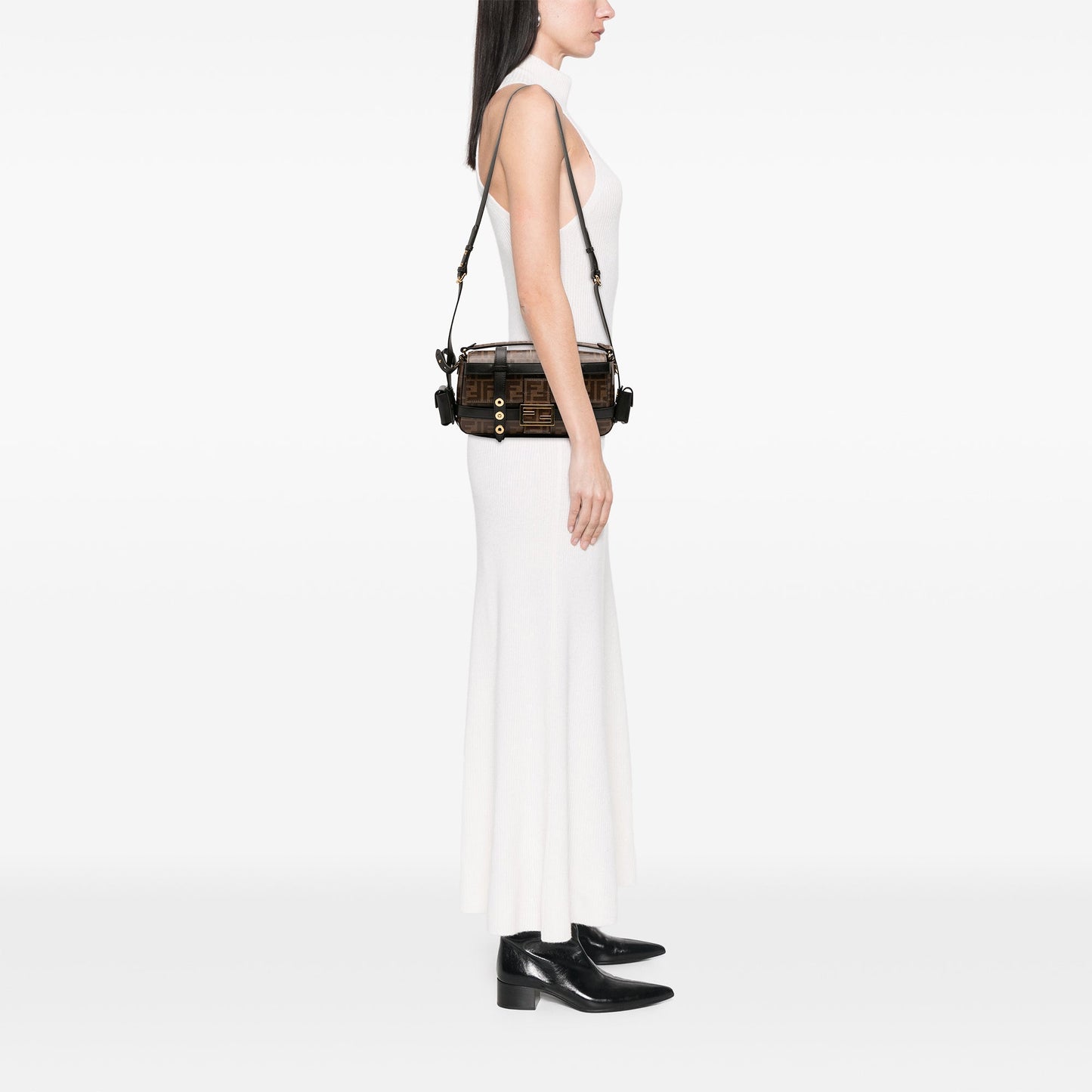 Fendi Zucca Glazed Fabric Cage Baguette