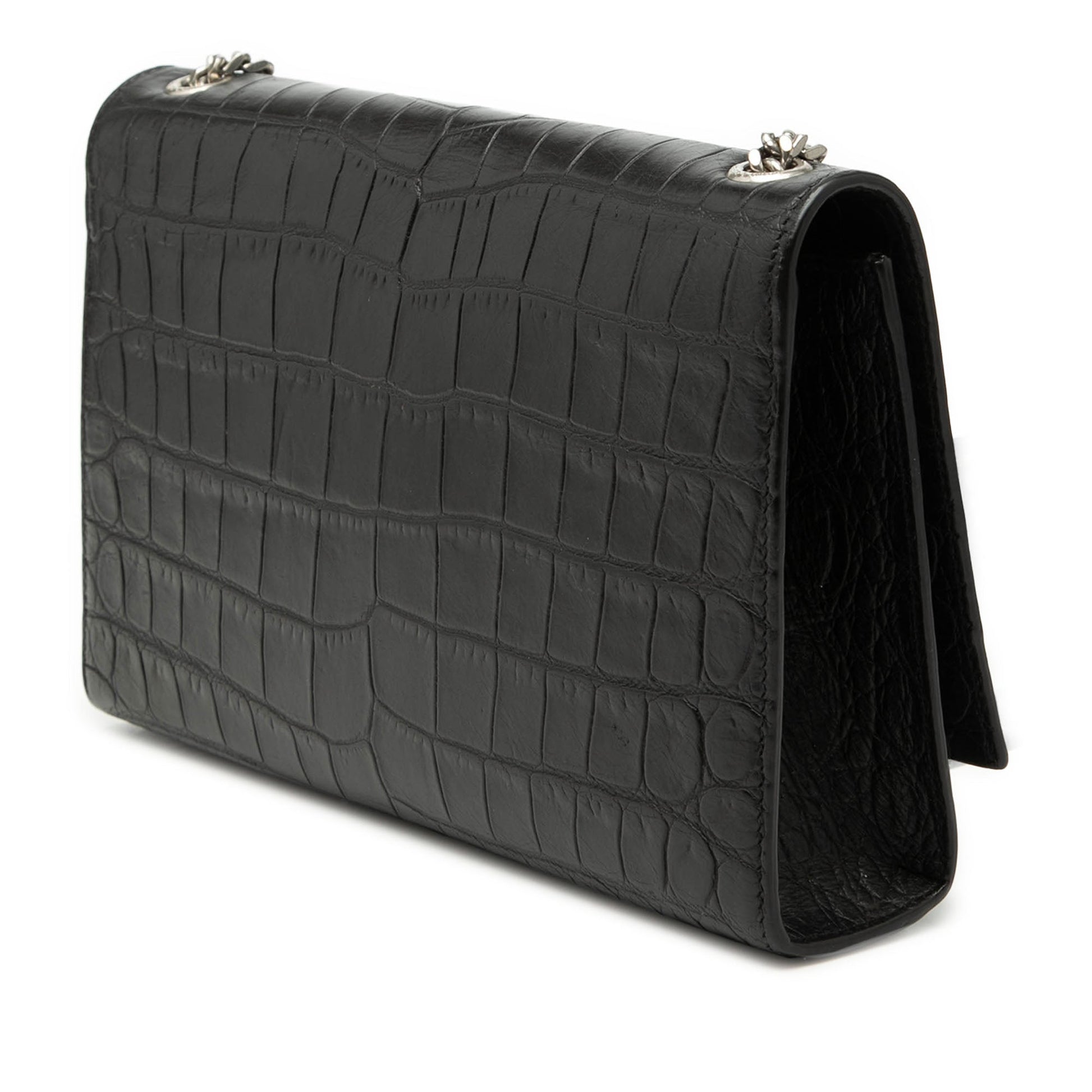 Medium Croc Embossed Leather Kate Tassel Crossbody