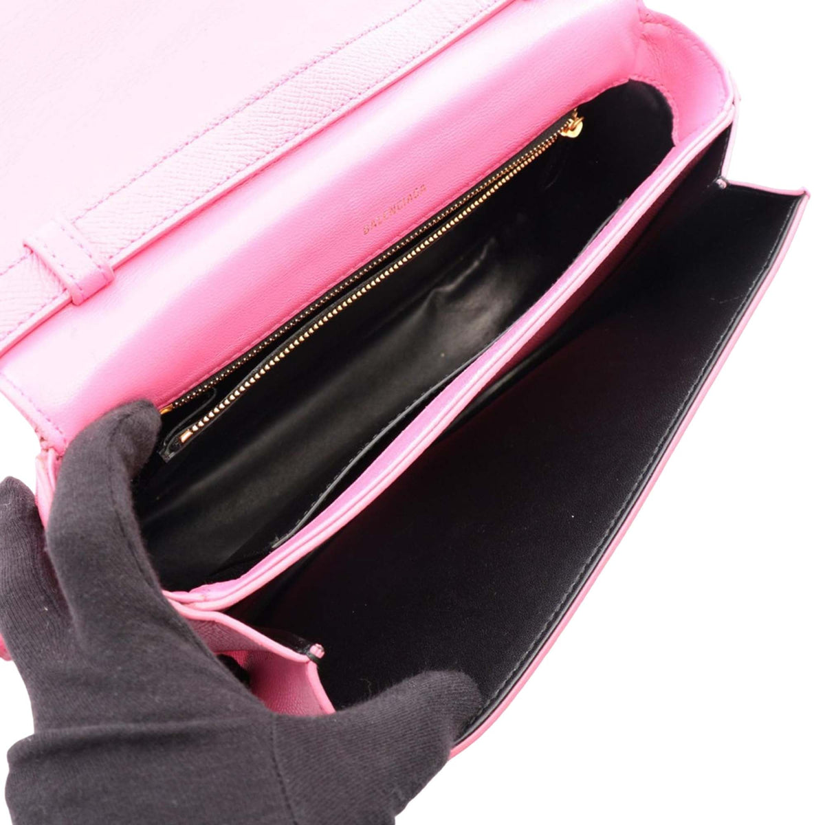 Balenciaga Grained Calfskin Logo Ville Day Crossbody XS — Pink