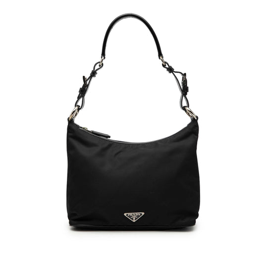 Vitello Trimmed Tessuto Shoulder Bag
