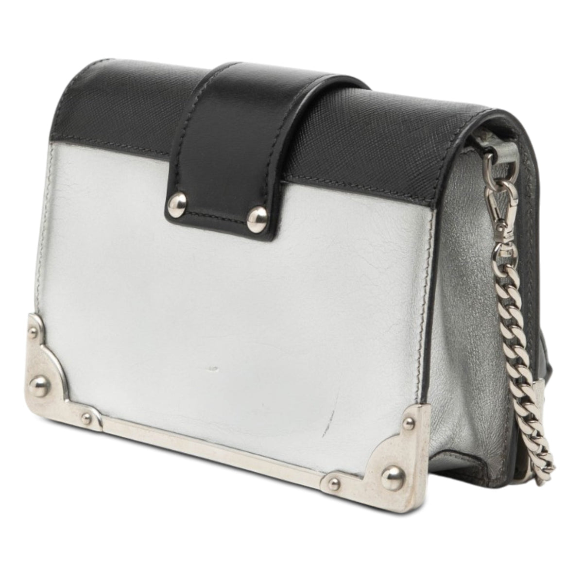 Prada Saffiano Trimmed Metallic Vitello Cahier Bag