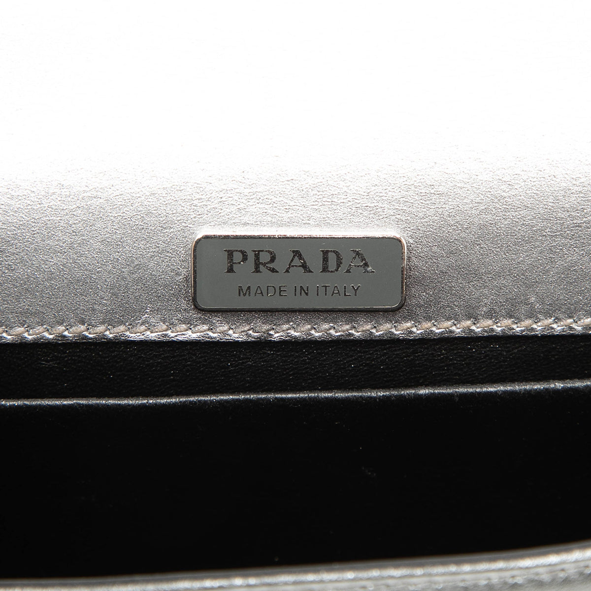 Prada Saffiano Trimmed Metallic Vitello Cahier Bag