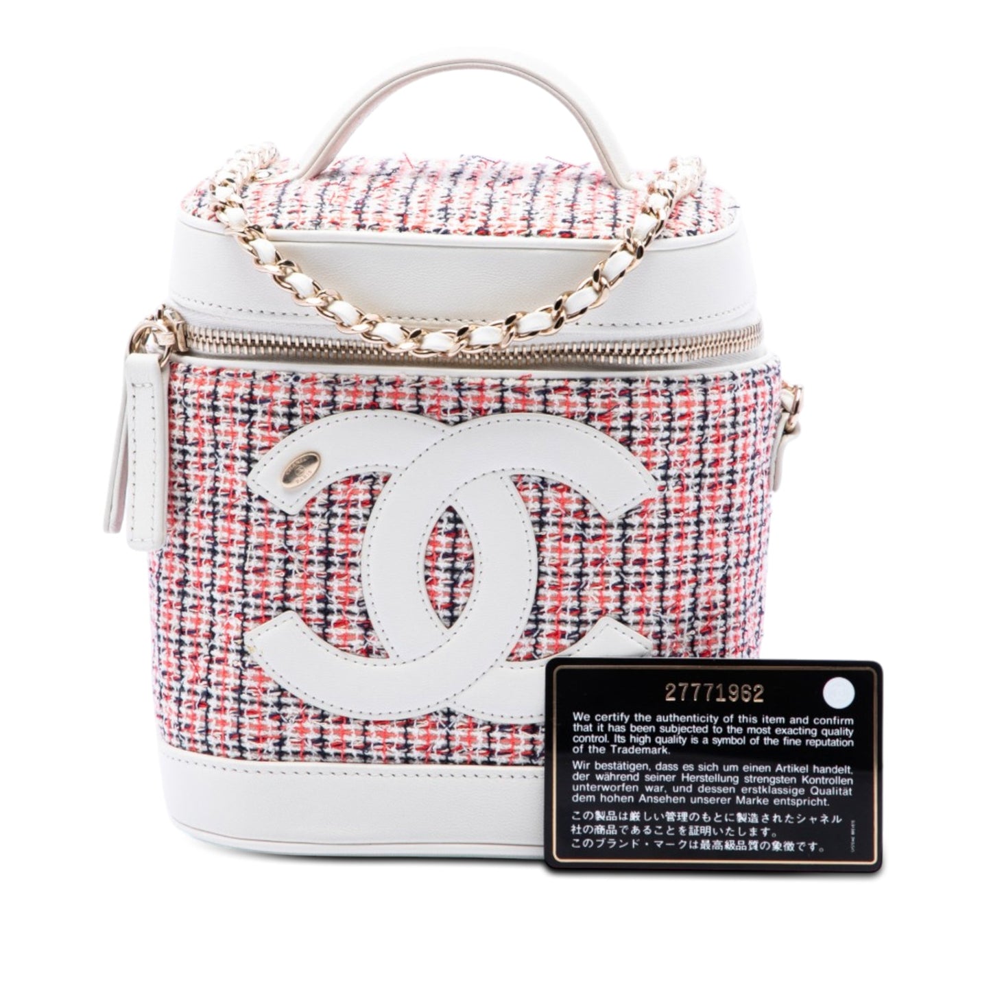 Chanel Tweed and Lambskin Vanity Cosmetic Case