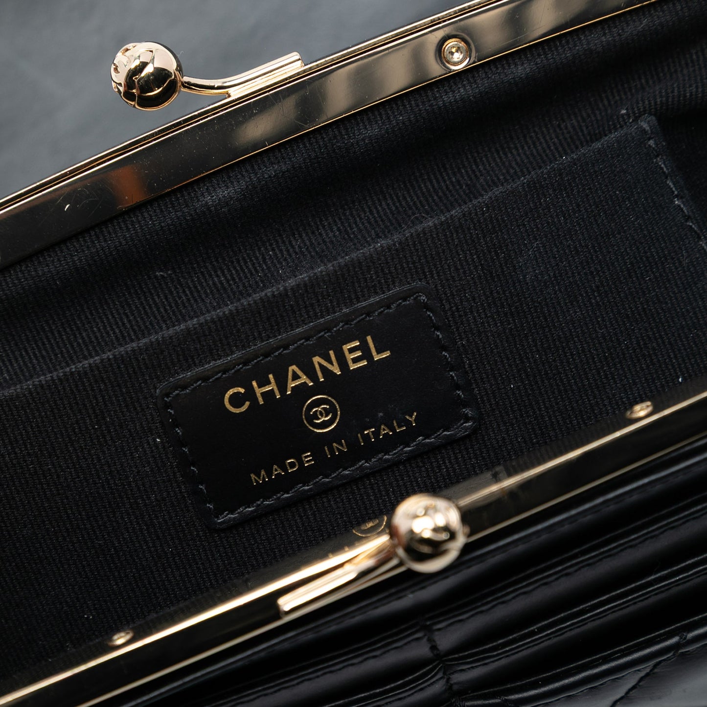 Chanel CC Quilted Calfskin Kiss Lock Flap Phone Holder On Chain