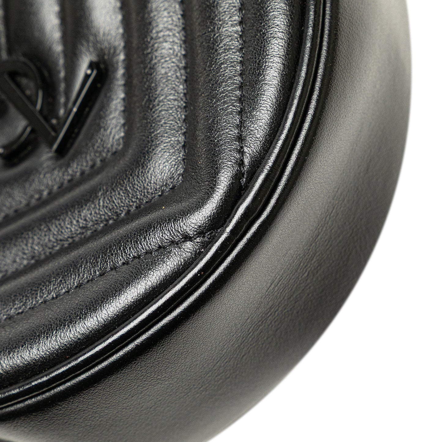 Saint Laurent Chevron Calfskin Round Vinyle Camera Bag