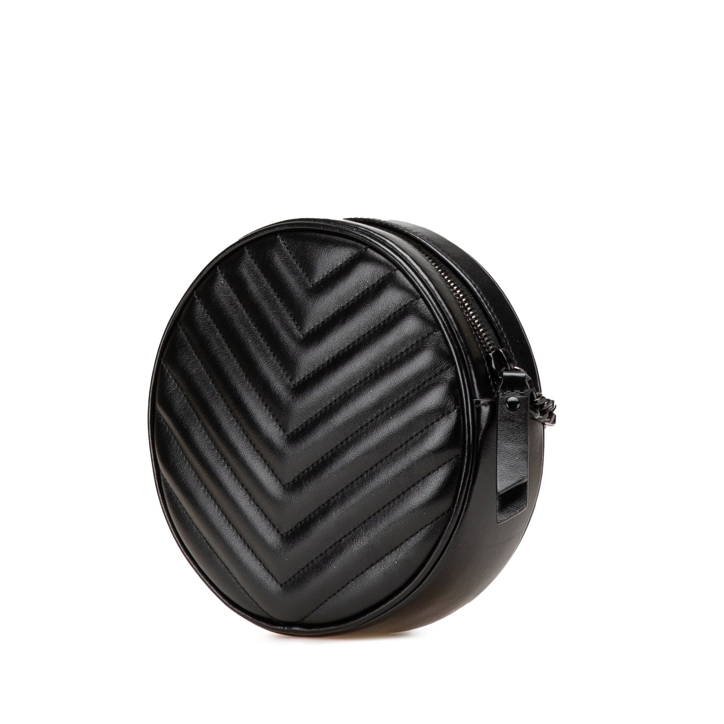 Saint Laurent Chevron Calfskin Round Vinyle Camera Bag