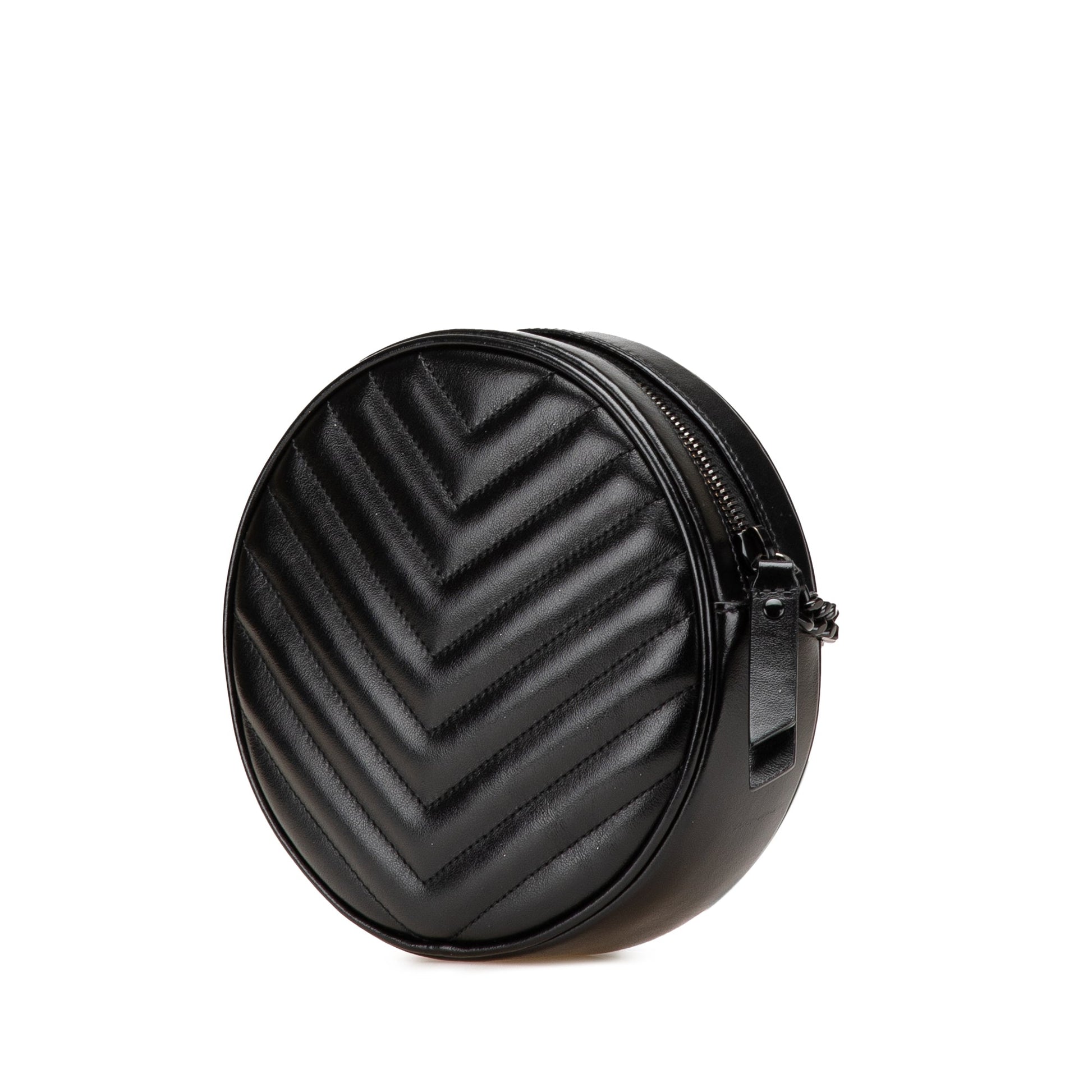 Saint Laurent Chevron Calfskin Round Vinyle Camera Bag