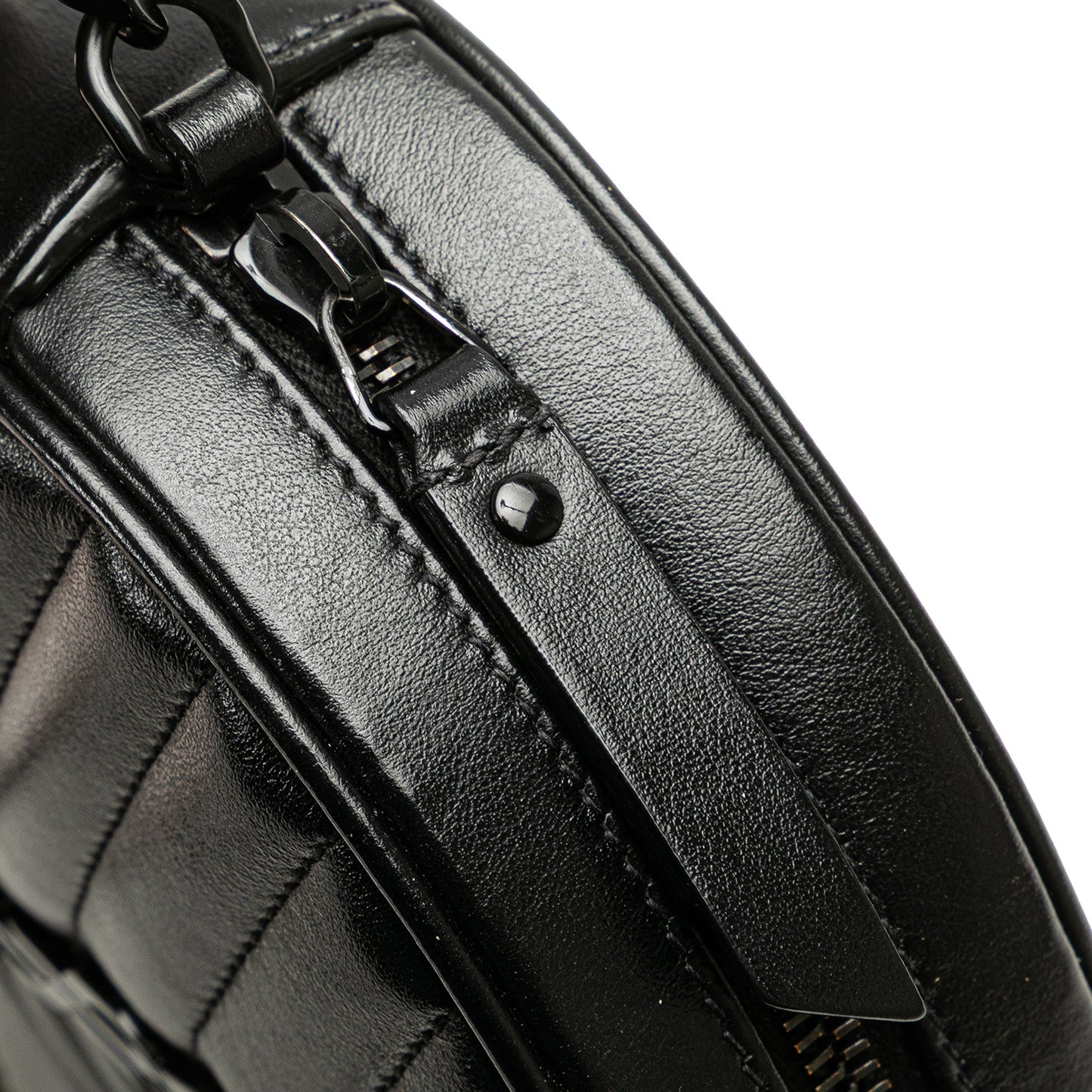 Saint Laurent Chevron Calfskin Round Vinyle Camera Bag