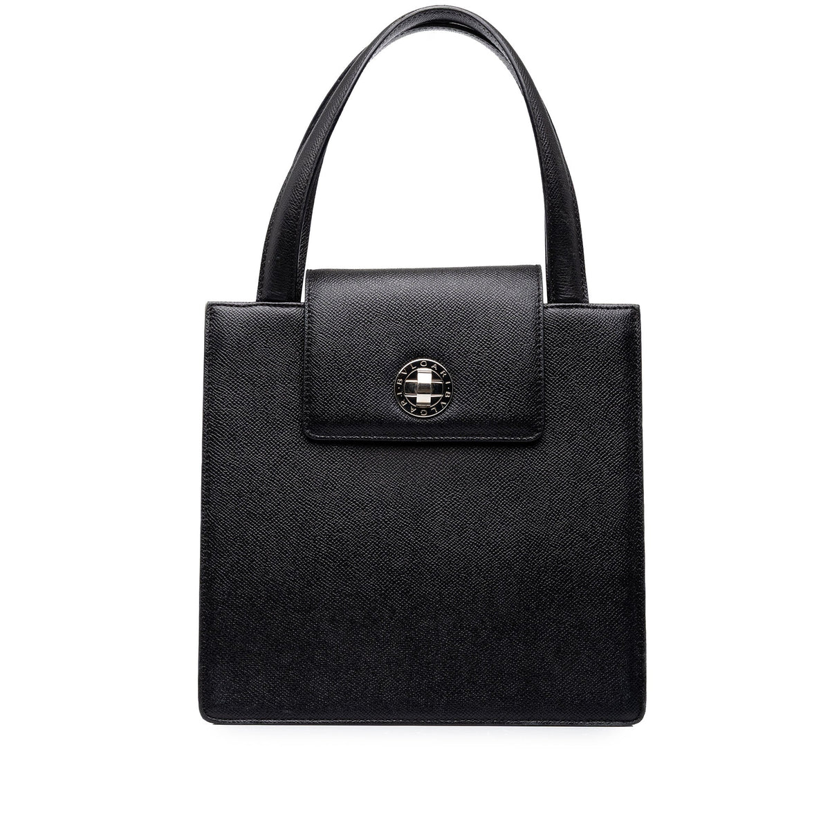 Bvlgari Grained Calfskin Top Handle Bag — Black