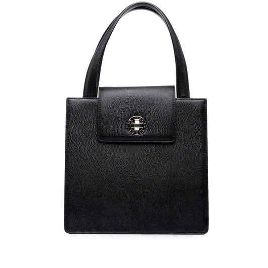 Bvlgari Grained Calfskin Top Handle Bag — Black