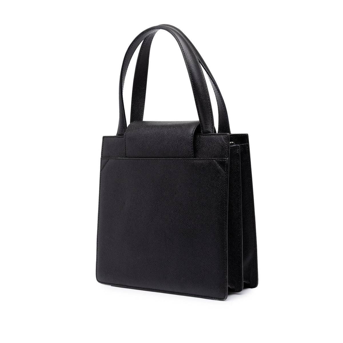 Bvlgari Grained Calfskin Top Handle Bag — Black