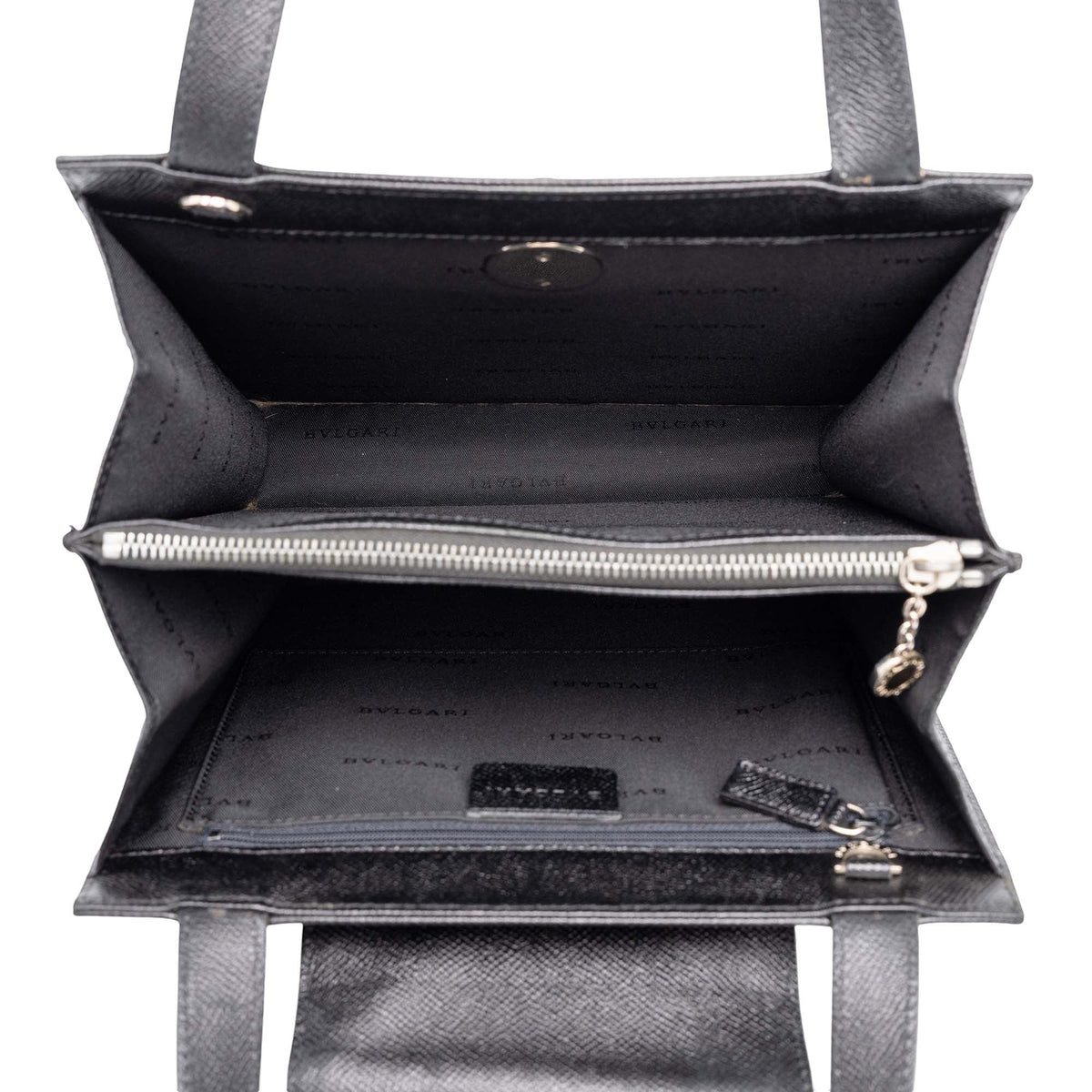 Bvlgari Grained Calfskin Top Handle Bag — Black