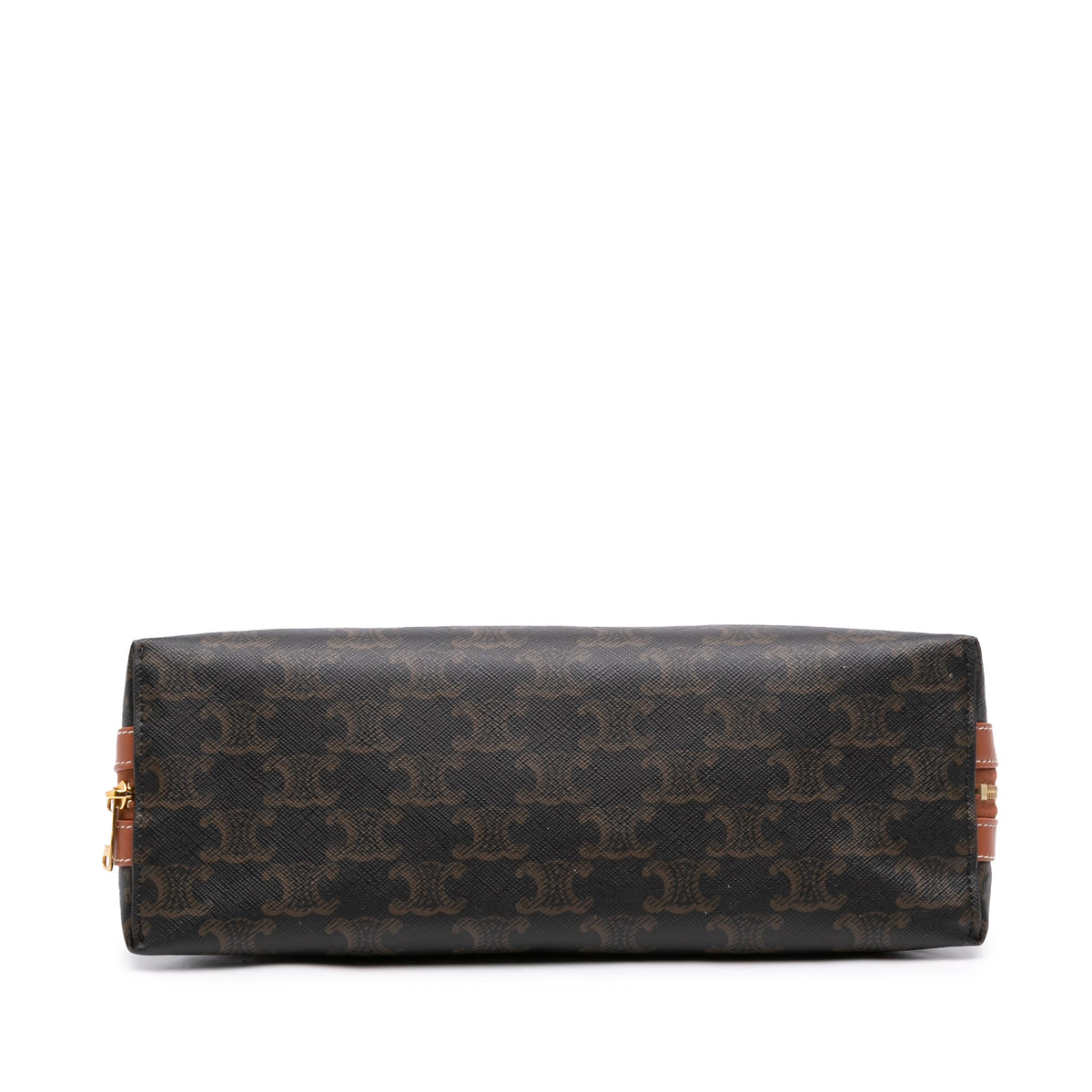 Celine Triomphe Coated Canvas Clutch — Brown