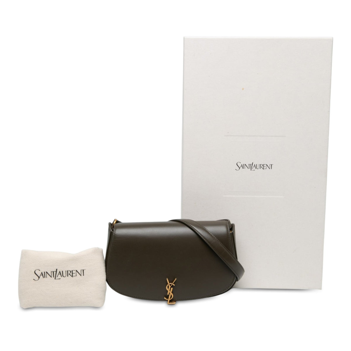 Saint Laurent Mini Calfskin Monogram Voltaire Shoulder Bag — Brown