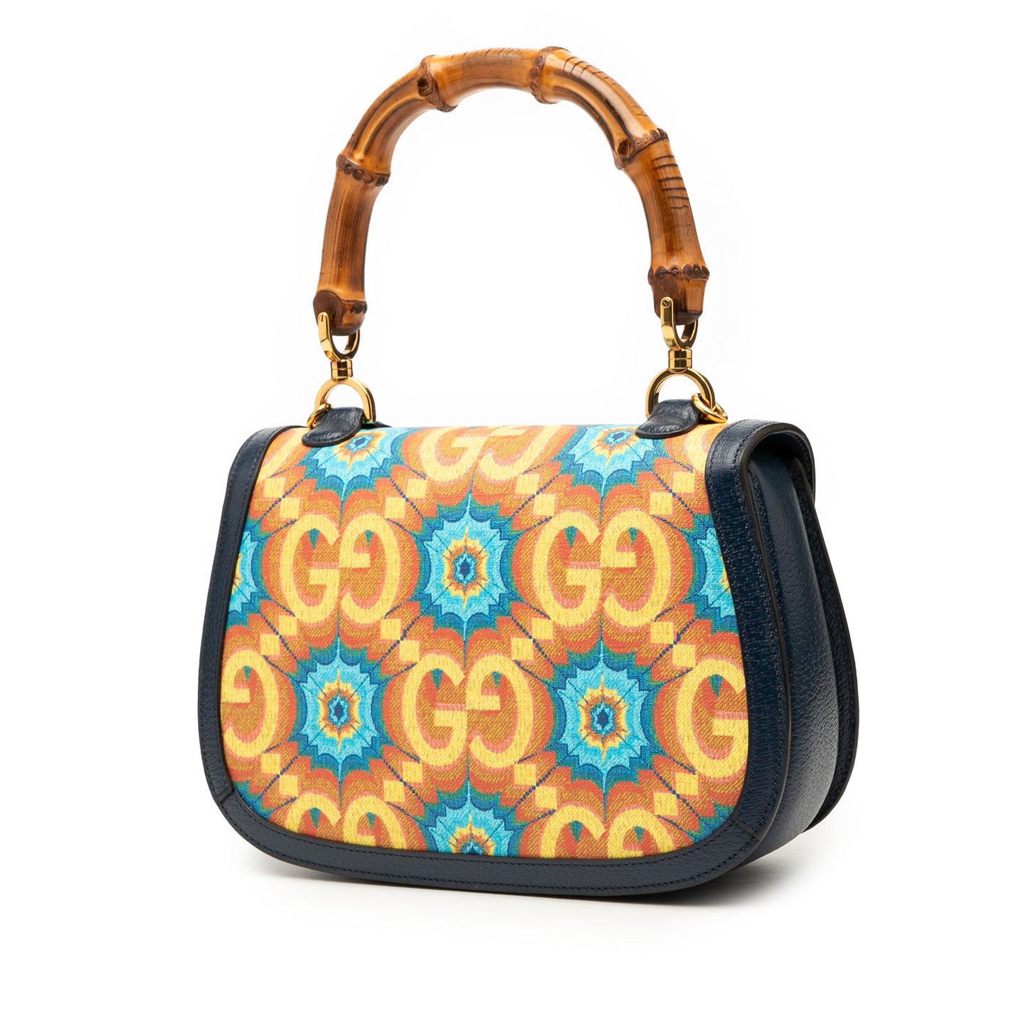 Gucci 100th Anniversary Medium GG Coated Canvas Kaleidoscope 1947 Bamboo Top Handle Bag