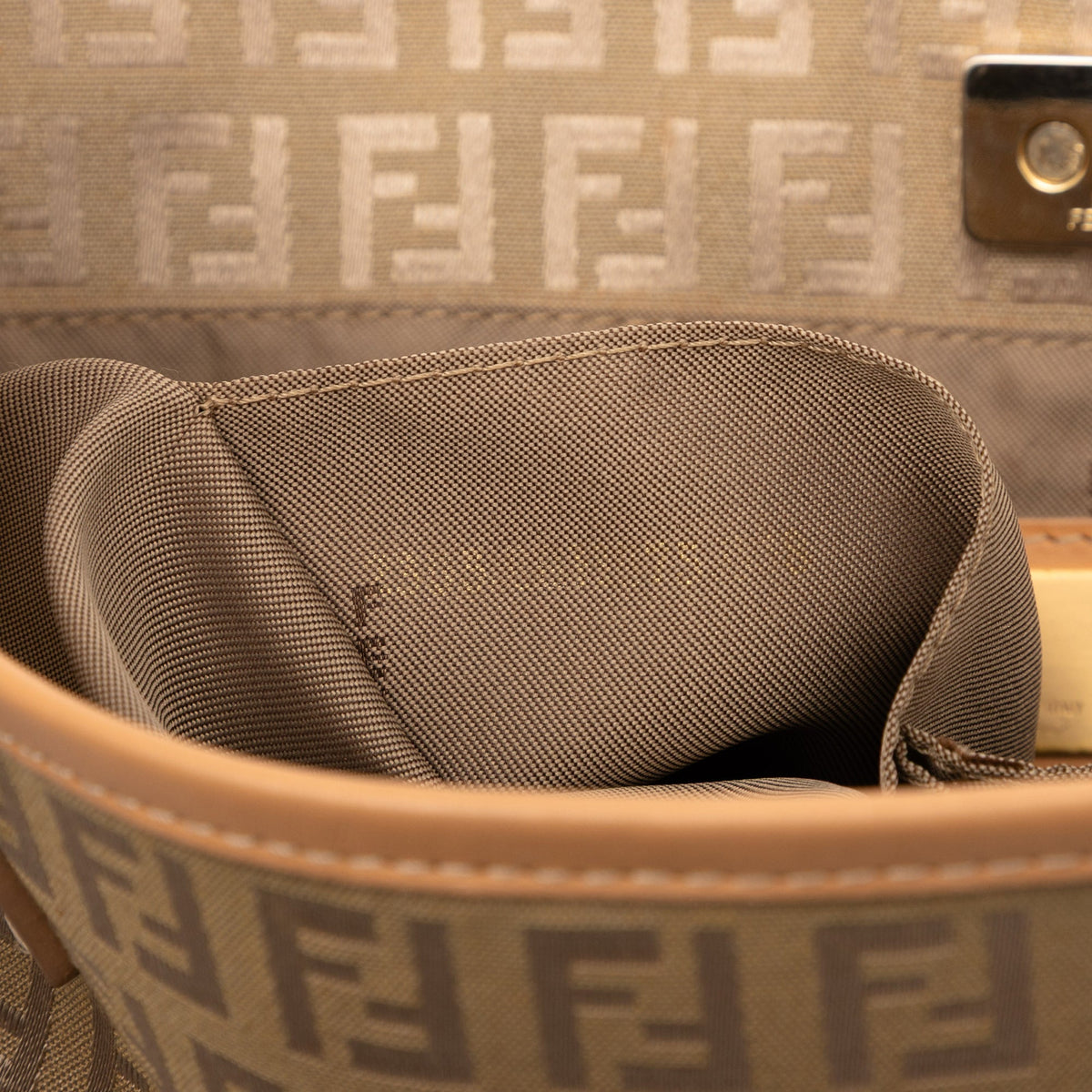 Fendi Zucchino Canvas Tote — Beige