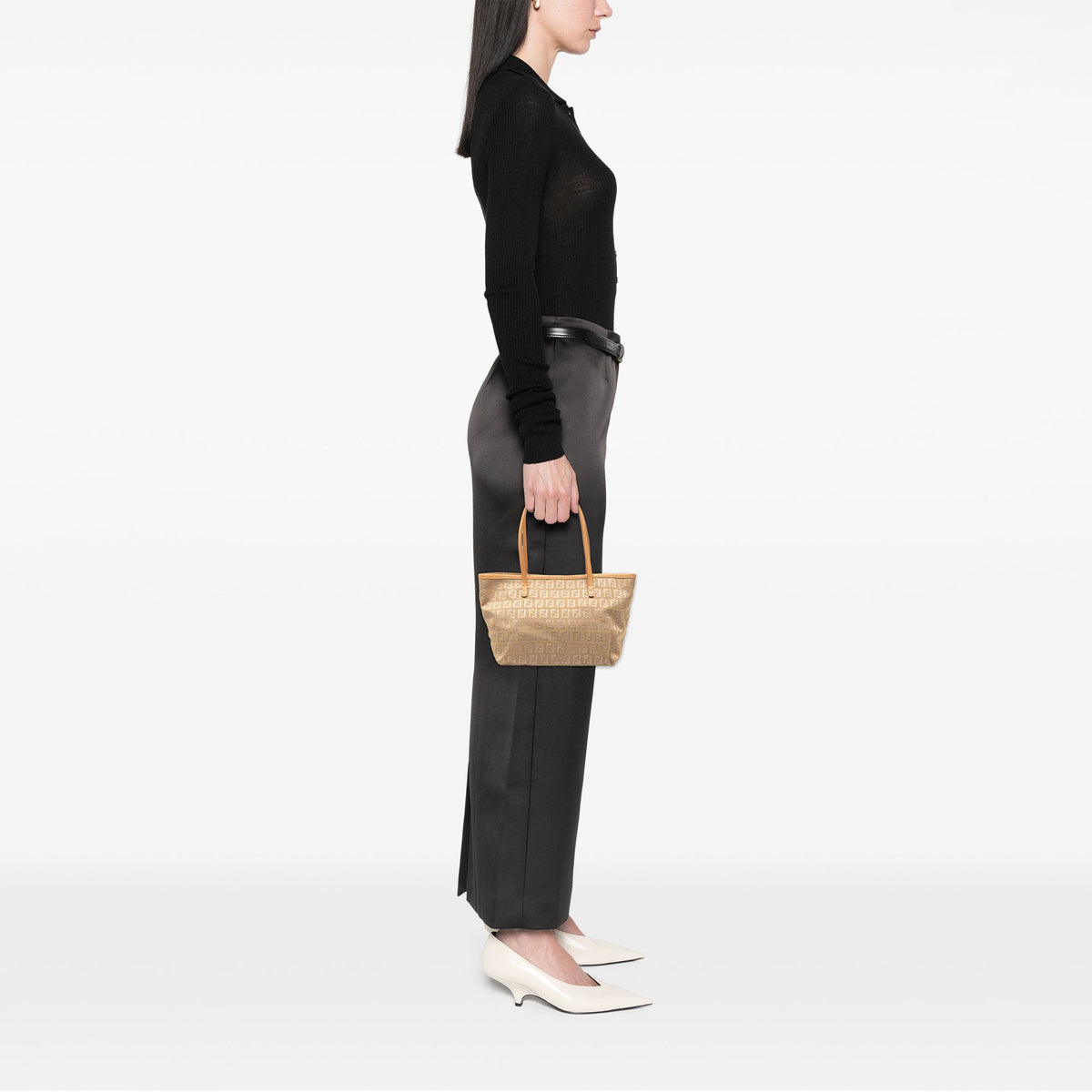 Fendi Zucchino Canvas Tote — Beige