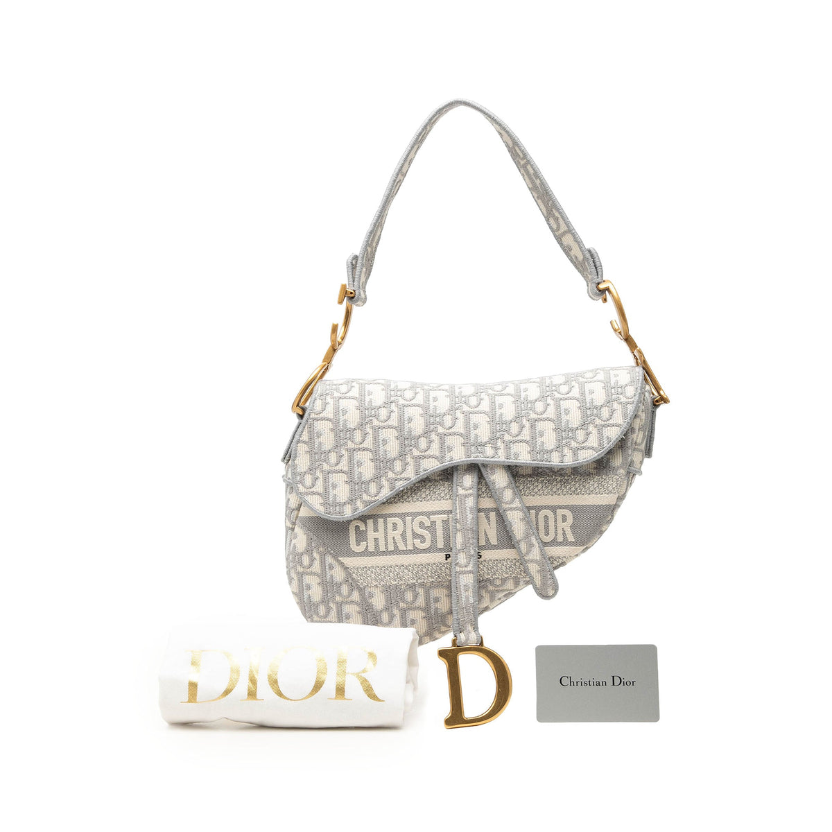 Dior Oblique Embroidered Canvas Saddle Bag