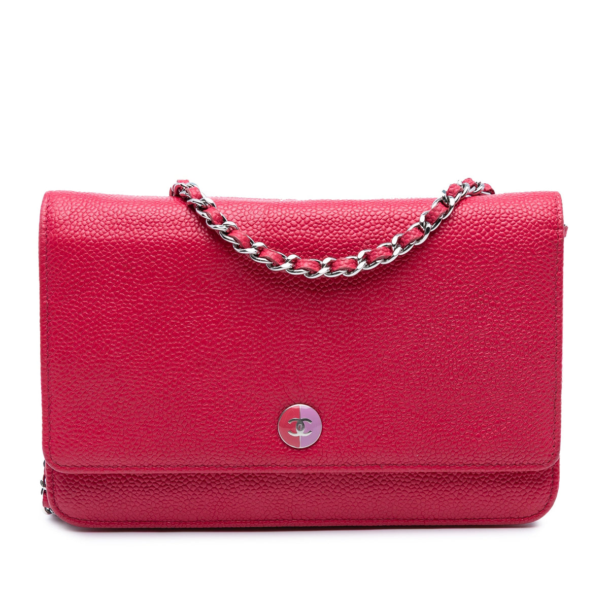 Chanel Caviar Bicolor CC Wallet On Chain