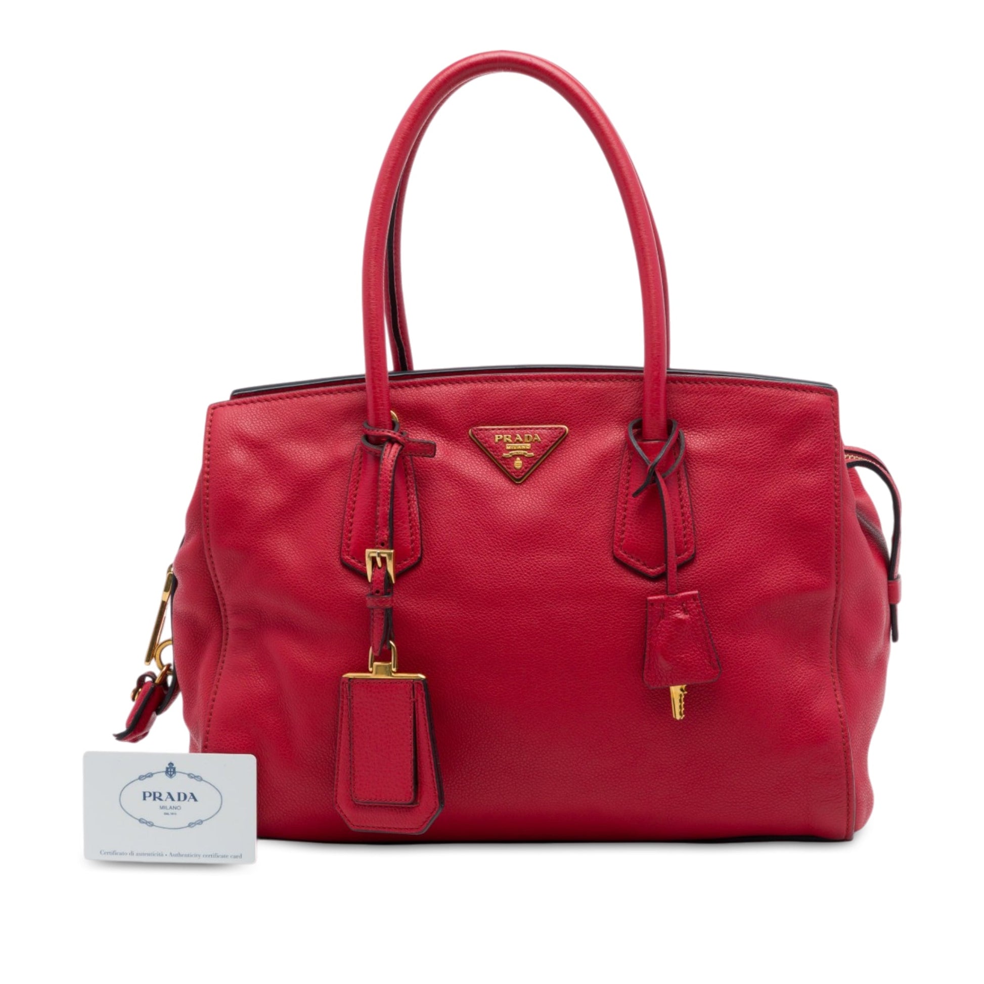 Prada Vitello Daino Zip Top Convertible Tote