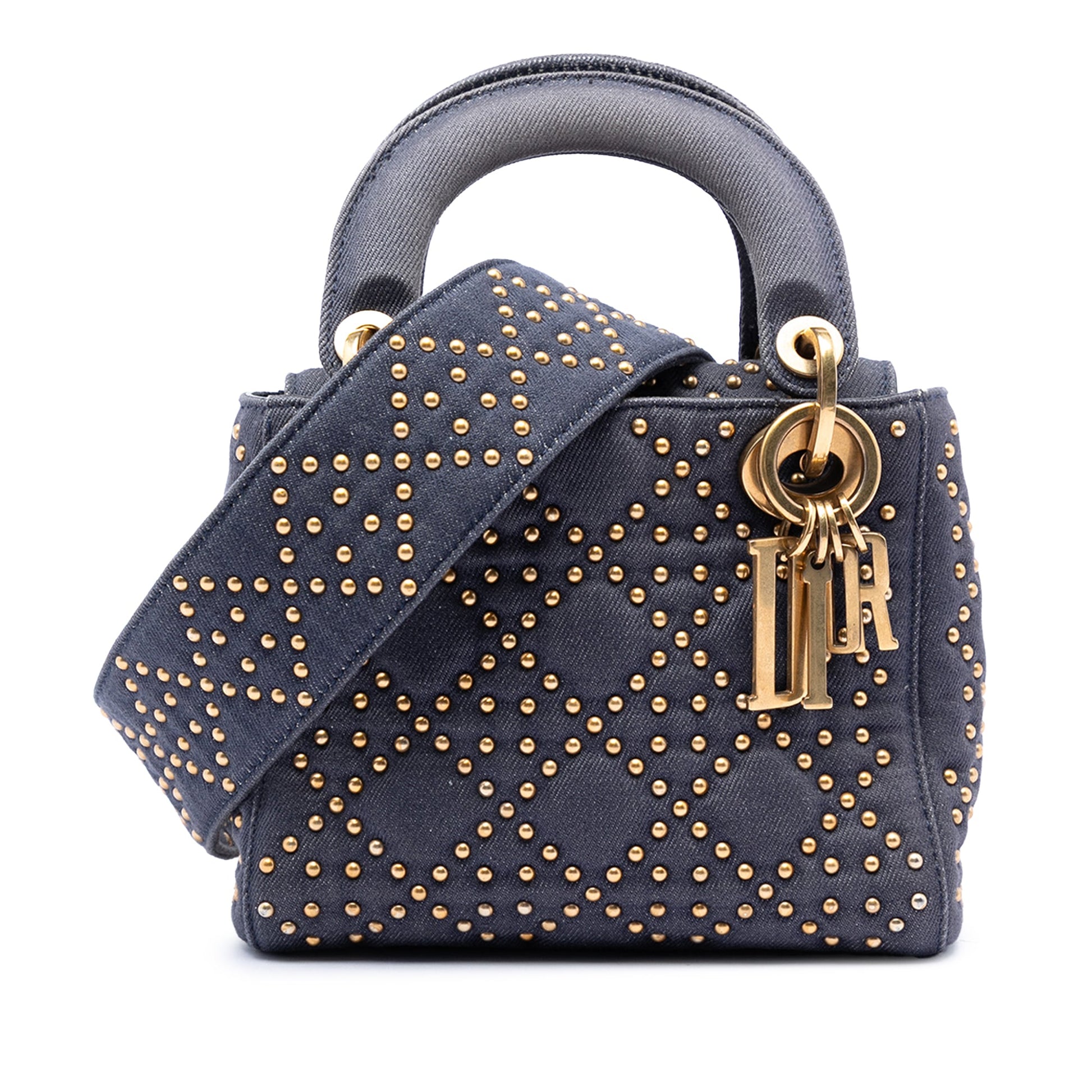 Dior Mini Denim Cannage Studded Supple Lady Dior