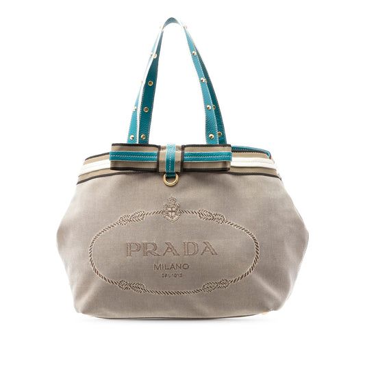 Prada Canvas Canapa Logo Tote