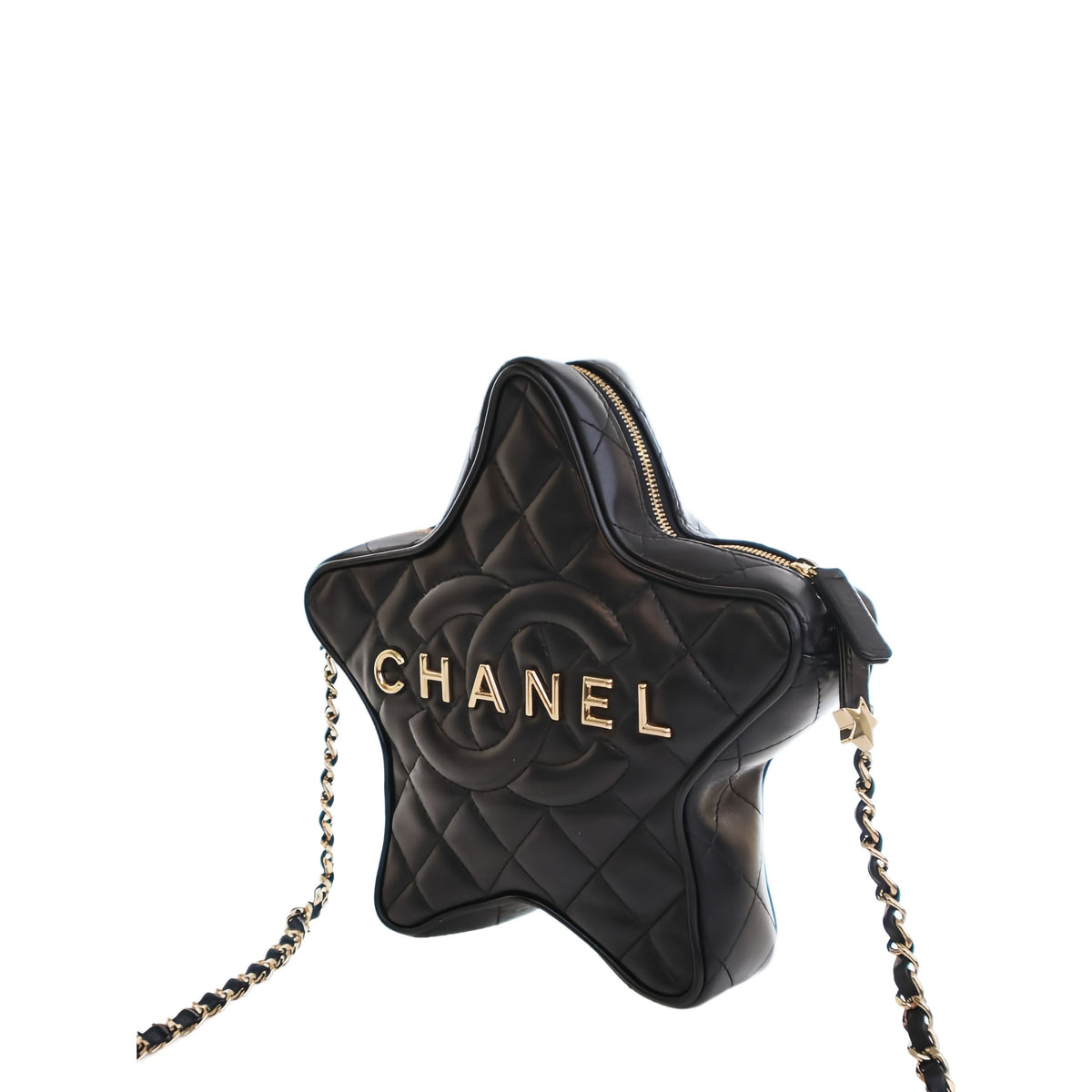 Chanel Quilted Lambskin Walk Of Fame Star Crossbody — Black