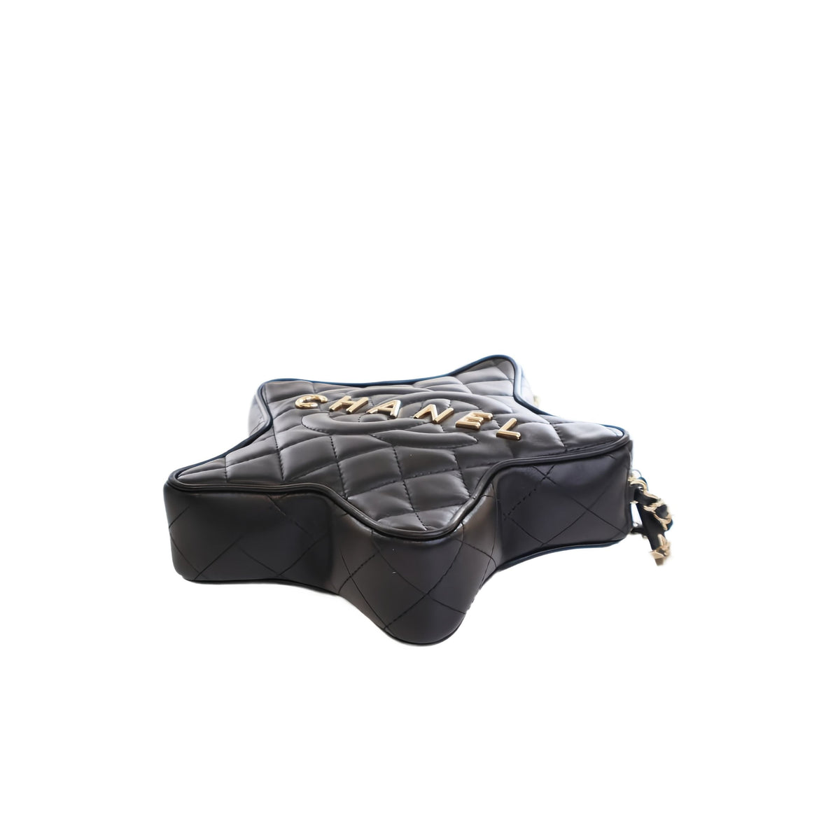 Chanel Quilted Lambskin Walk Of Fame Star Crossbody — Black