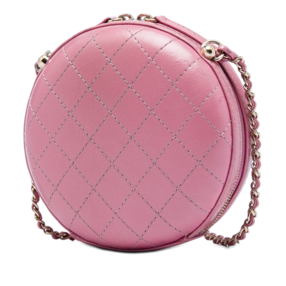 Chanel CC Stitched Calfskin Chain Round Crossbody